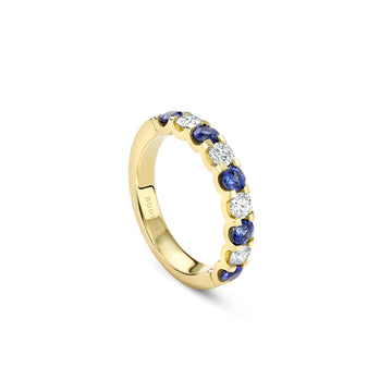 Classic Evermore Sapphire Diamond Yellow Gold Eternity Ring