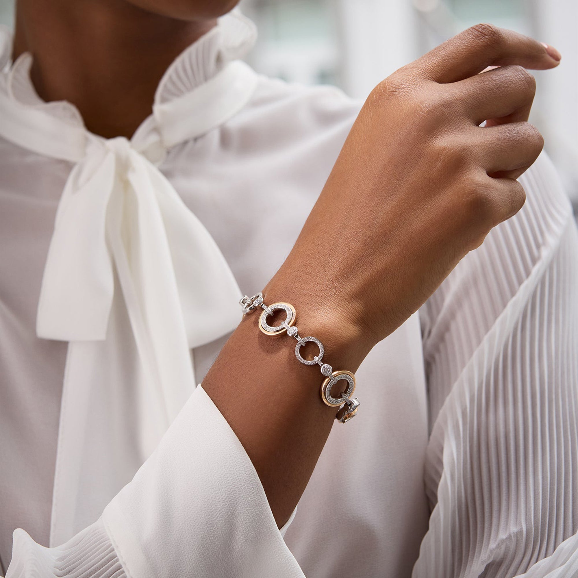 Roulette Pink Diamond Rose Gold and Platinum Bracelet