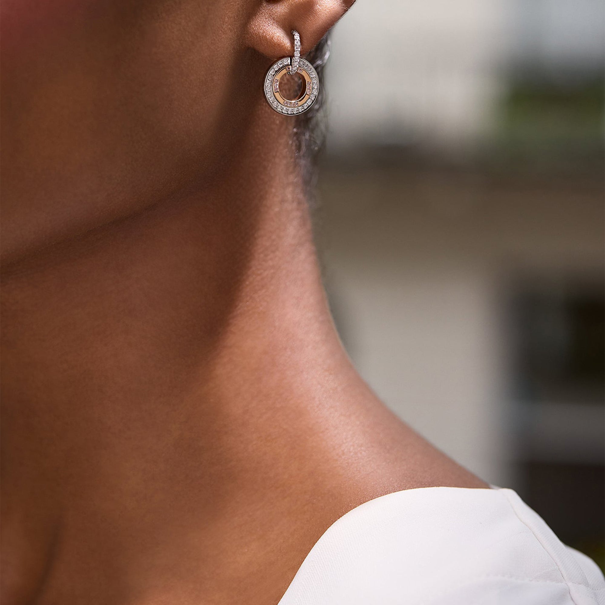 Roulette Pink Diamond Rose Gold and Platinum Earrings