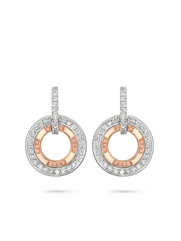 Roulette Pink Diamond Rose Gold and Platinum Earrings