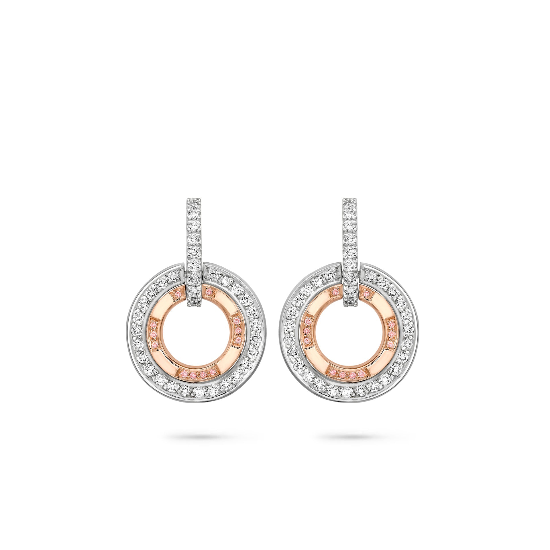 Roulette Pink Diamond Rose Gold and Platinum Earrings