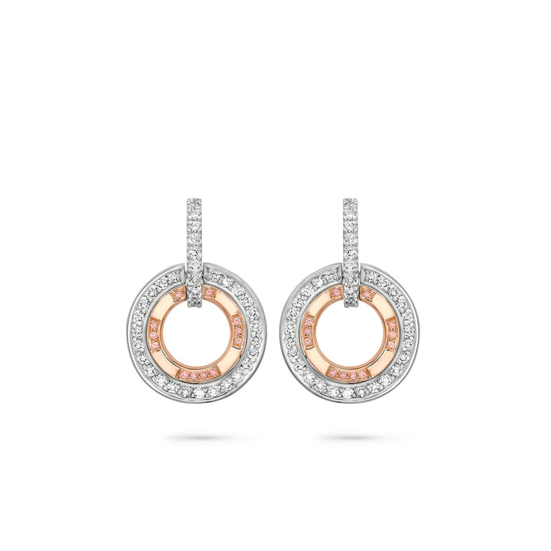 Roulette Pink Diamond Rose Gold and Platinum Earrings
