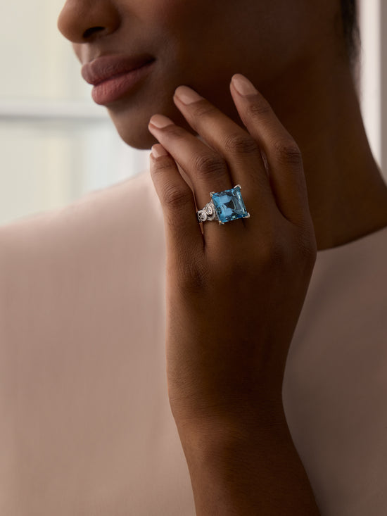 A Family Journey Geneva Aquamarine Platinum Ring