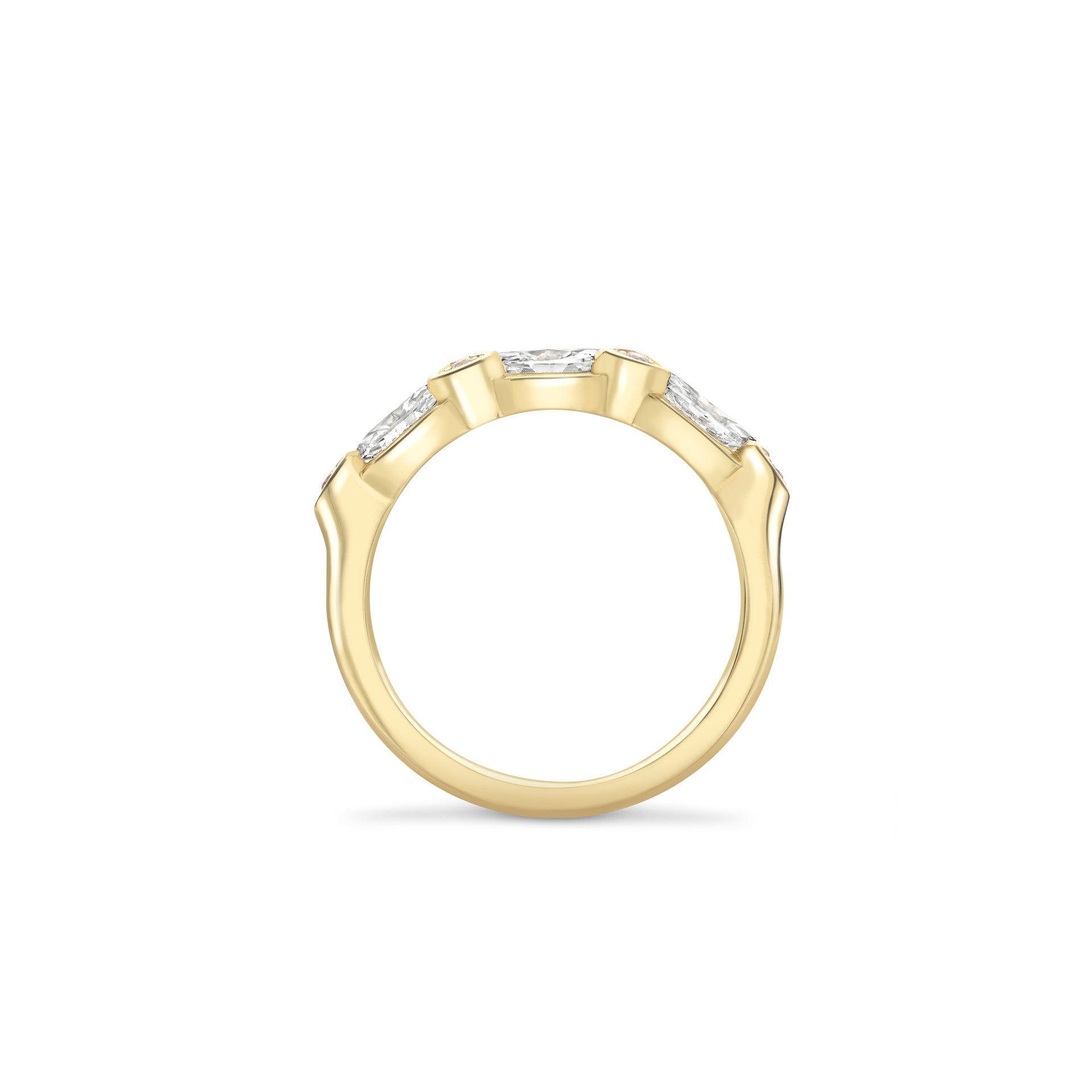 Classic Marquise and Pink Diamond Yellow Gold Eternity Ring