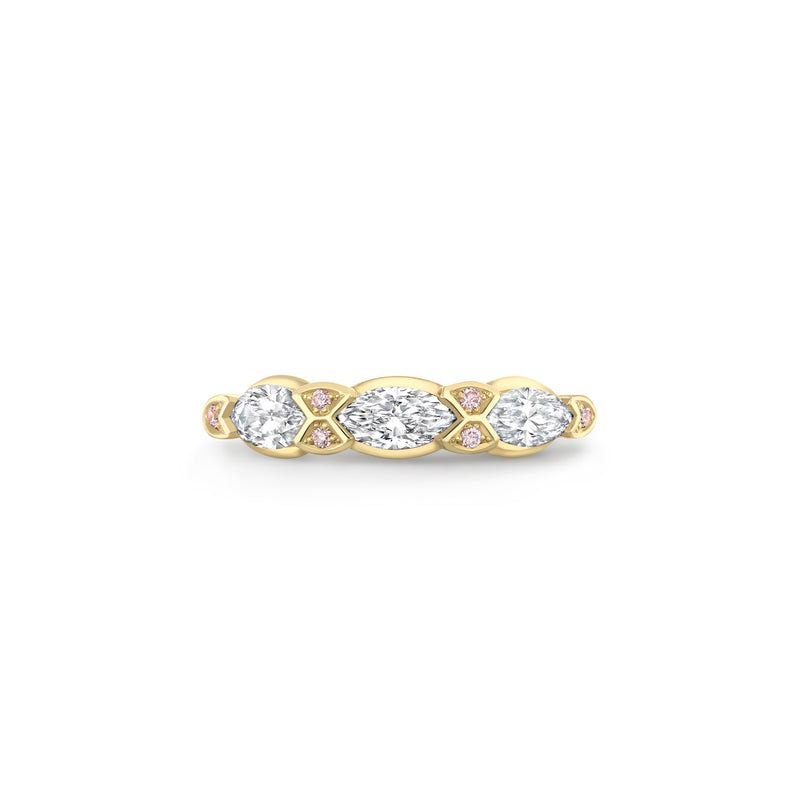Classic Marquise and Pink Diamond Yellow Gold Eternity Ring