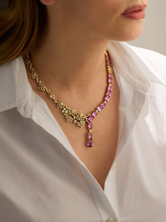 A Family Journey Barcelona Pink Sapphire Necklace