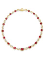 Classic Crescent Ruby and Diamond Yellow Gold Necklace