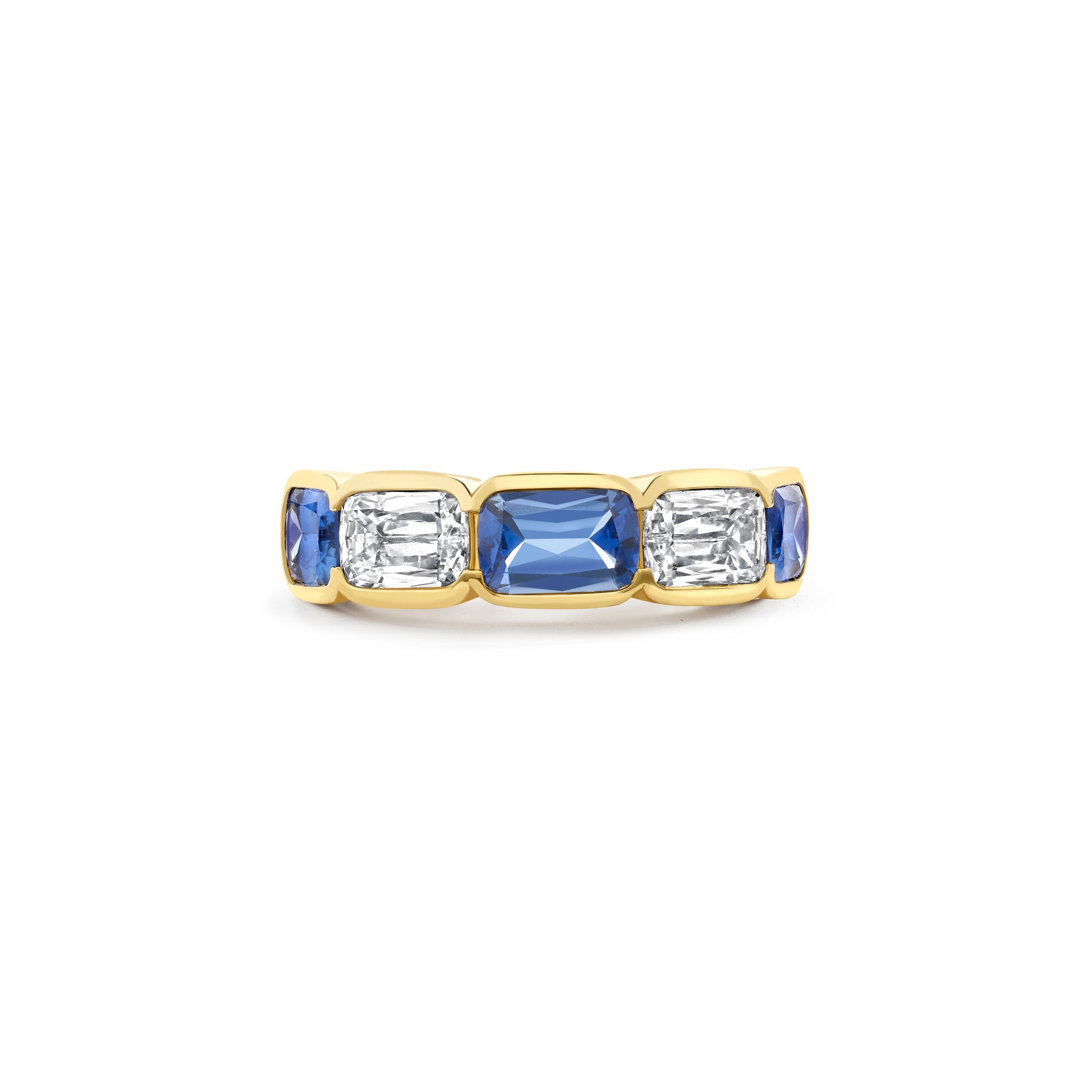 Classic Ashoka Sapphire Diamond Yellow Gold Ring