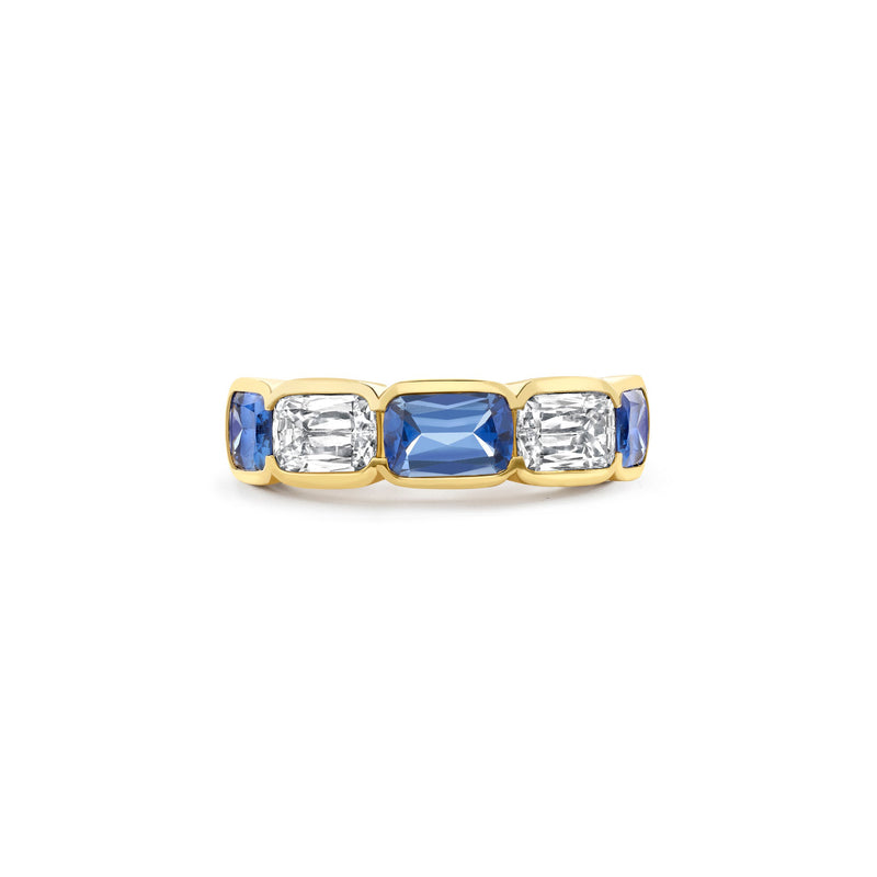 Classic Ashoka Sapphire Diamond Yellow Gold Ring