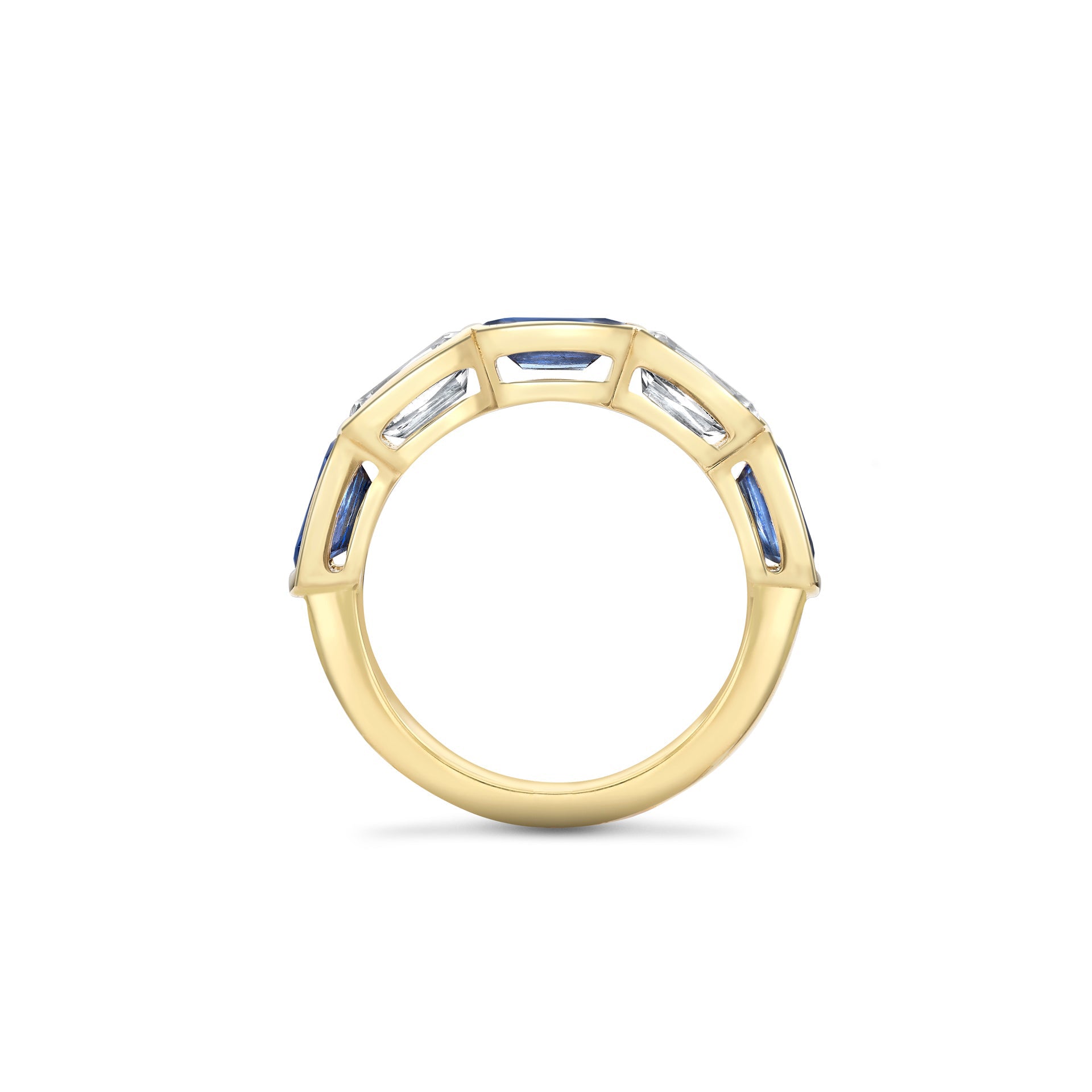 Classic Ashoka Sapphire Diamond Yellow Gold Ring