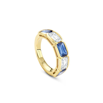 Classic Ashoka Sapphire Diamond Yellow Gold Ring