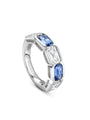 Classic Ashoka Diamond Sapphire Scalloped Platinum Eternity Ring