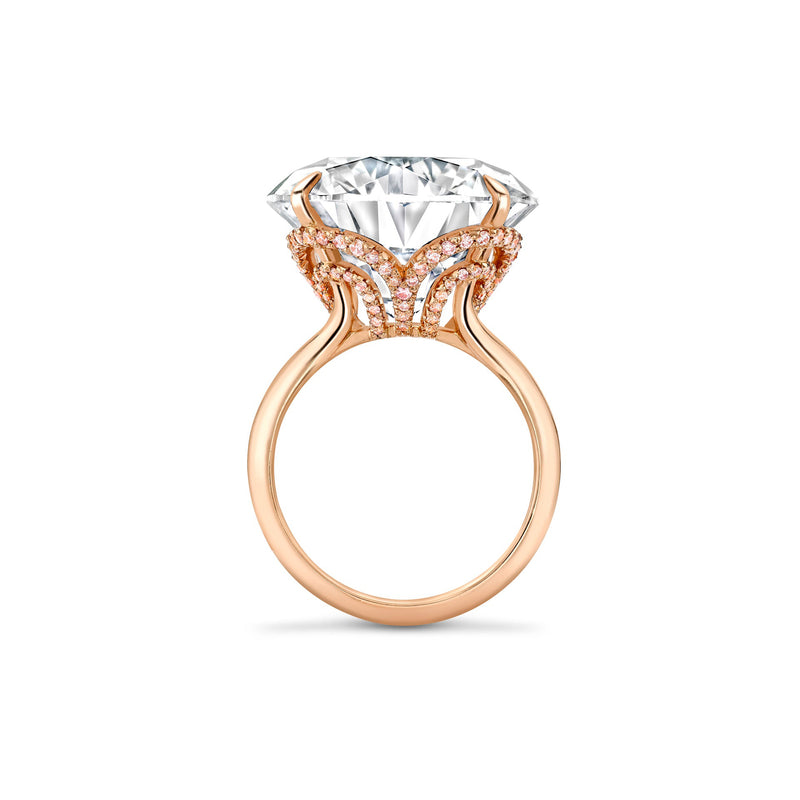 Classic Large Brilliant Cut Diamond Rose Gold Ring