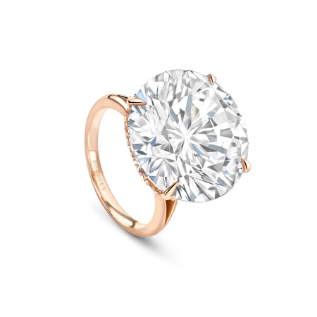 Classic Large Brilliant Cut Diamond Rose Gold Ring