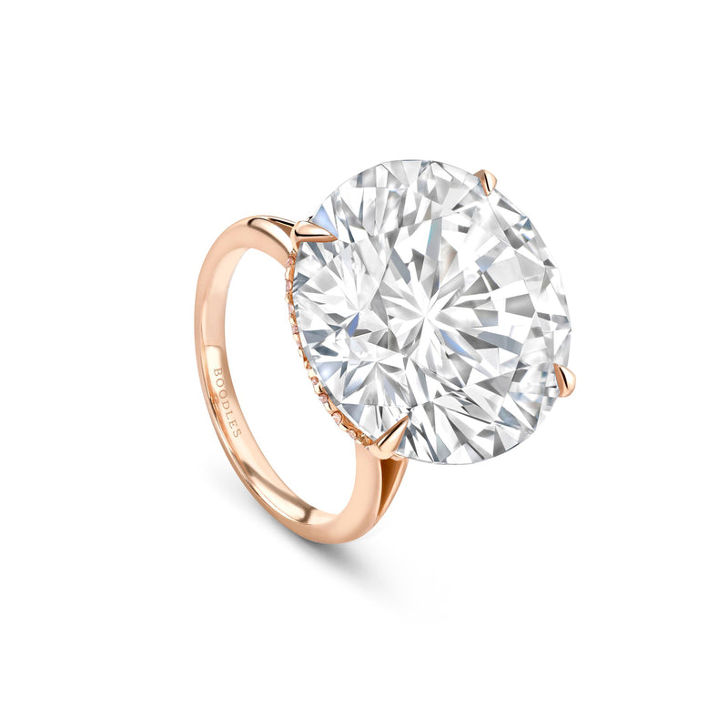Classic Large Brilliant Cut Diamond Rose Gold Ring