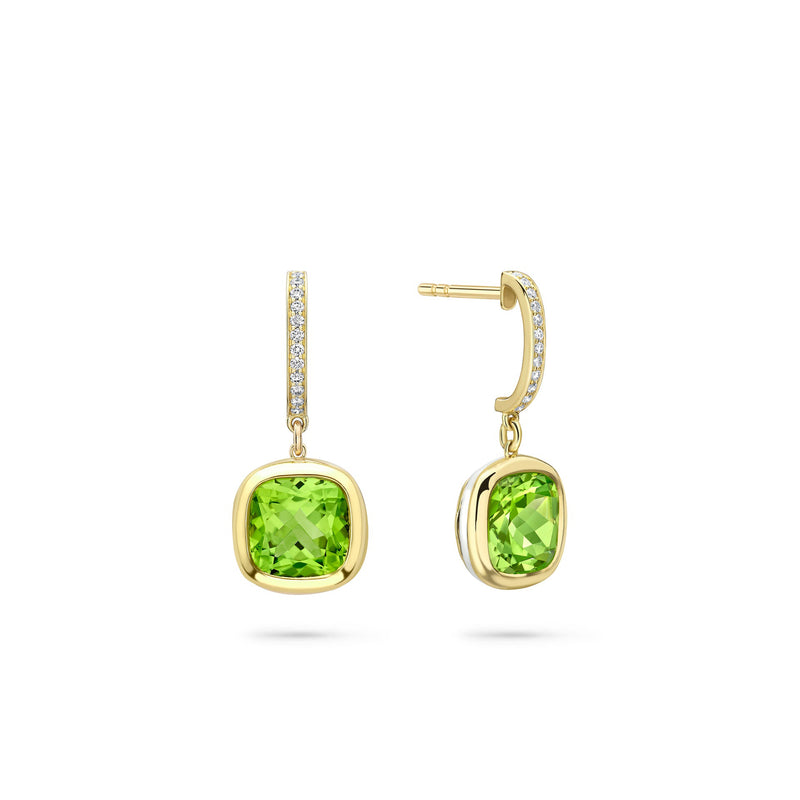 Florentine Dolce Vita Cushion Peridot Yellow Gold Earrings