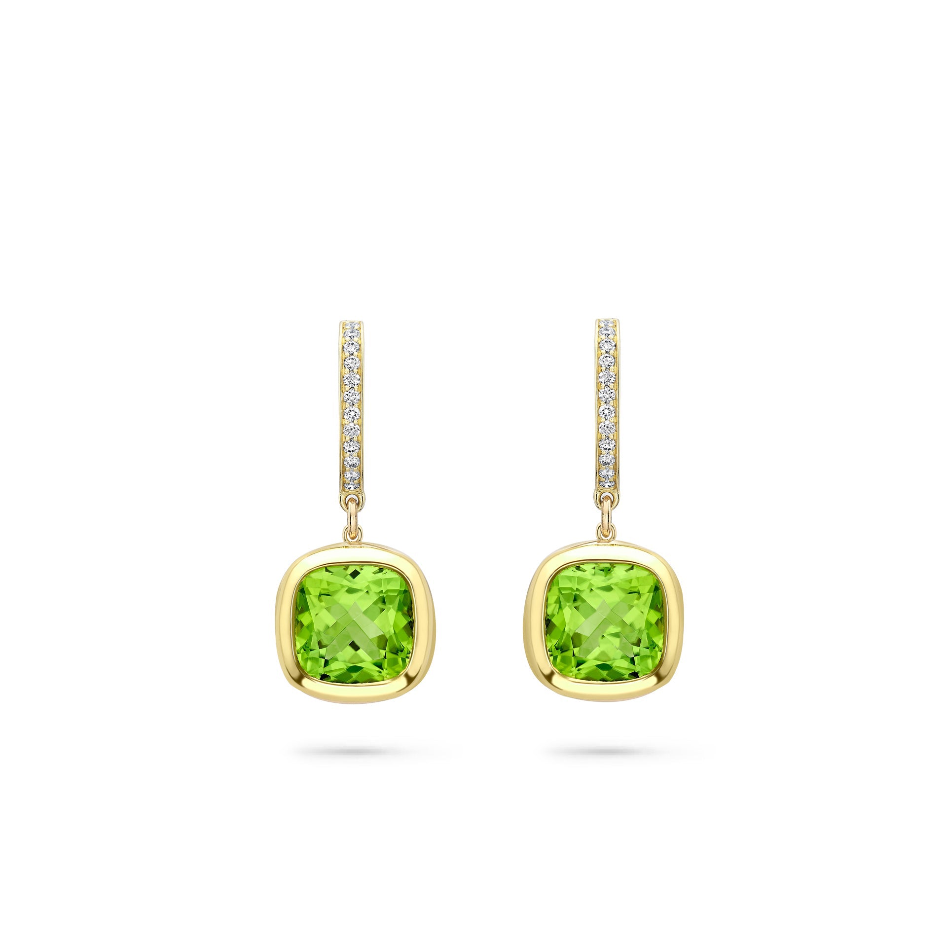 Florentine Dolce Vita Cushion Peridot Yellow Gold Earrings