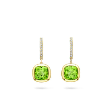 Florentine Dolce Vita Cushion Peridot Yellow Gold Earrings
