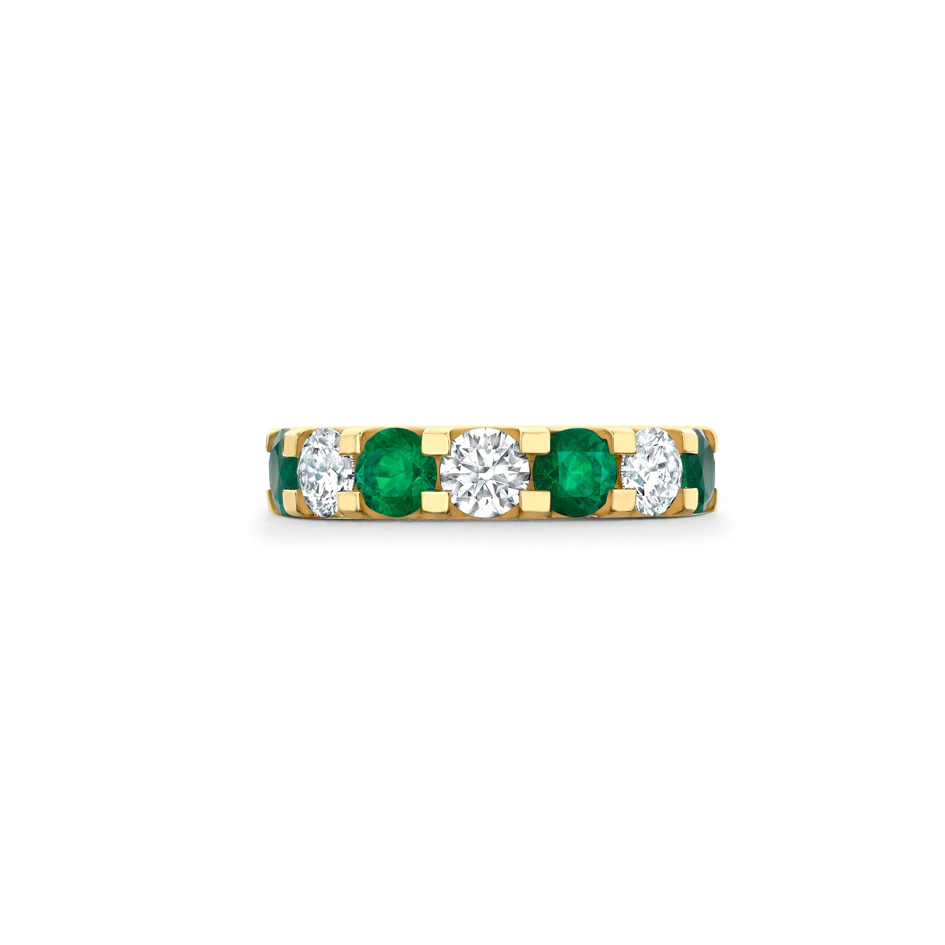Classic Evermore Medium Emerald Diamond Yellow Gold Eternity Ring