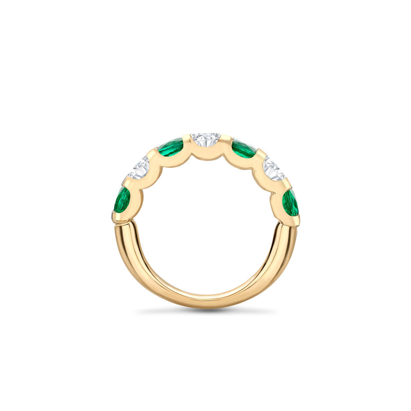 Classic Evermore Medium Emerald Diamond Yellow Gold Eternity Ring