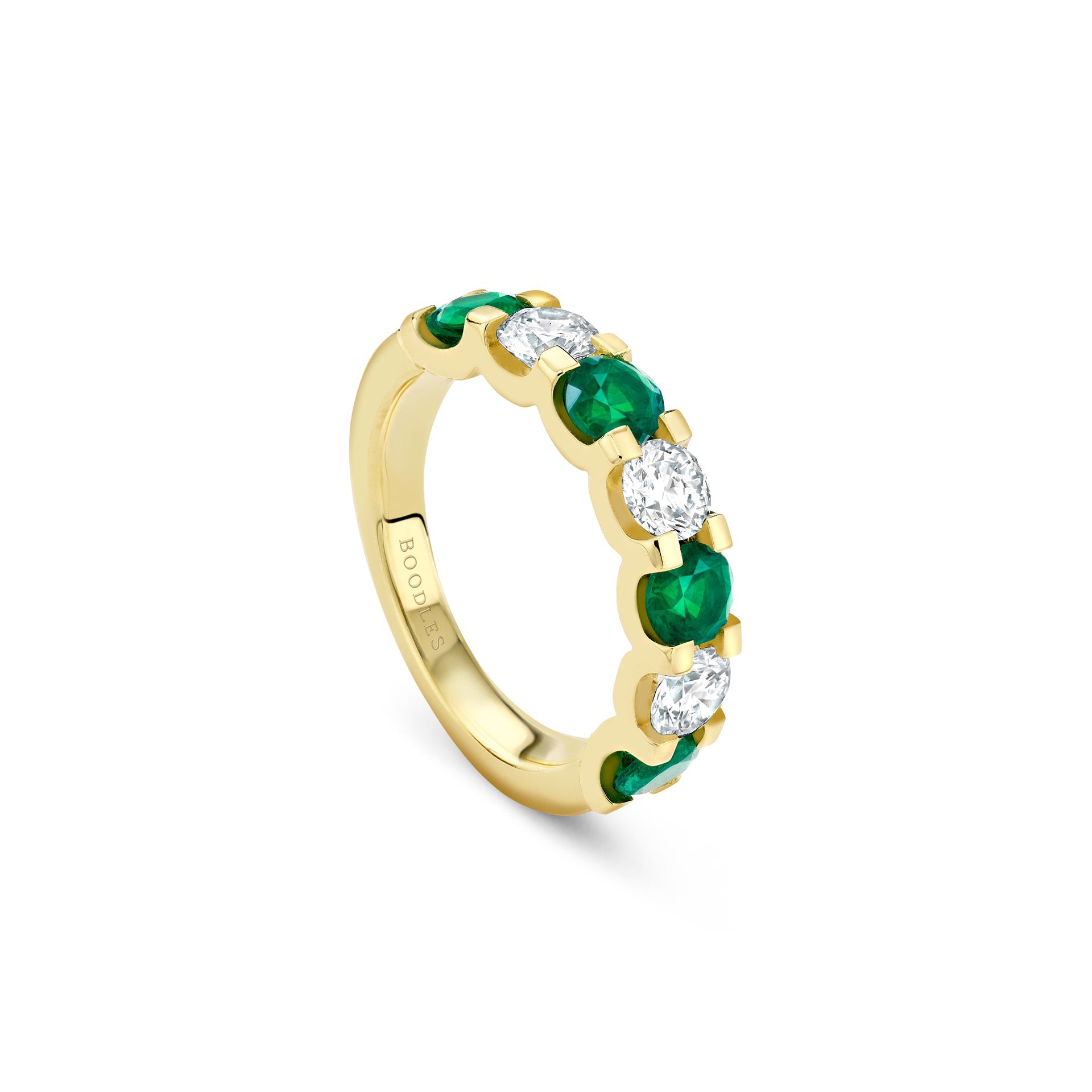 Classic Evermore Medium Emerald Diamond Yellow Gold Eternity Ring