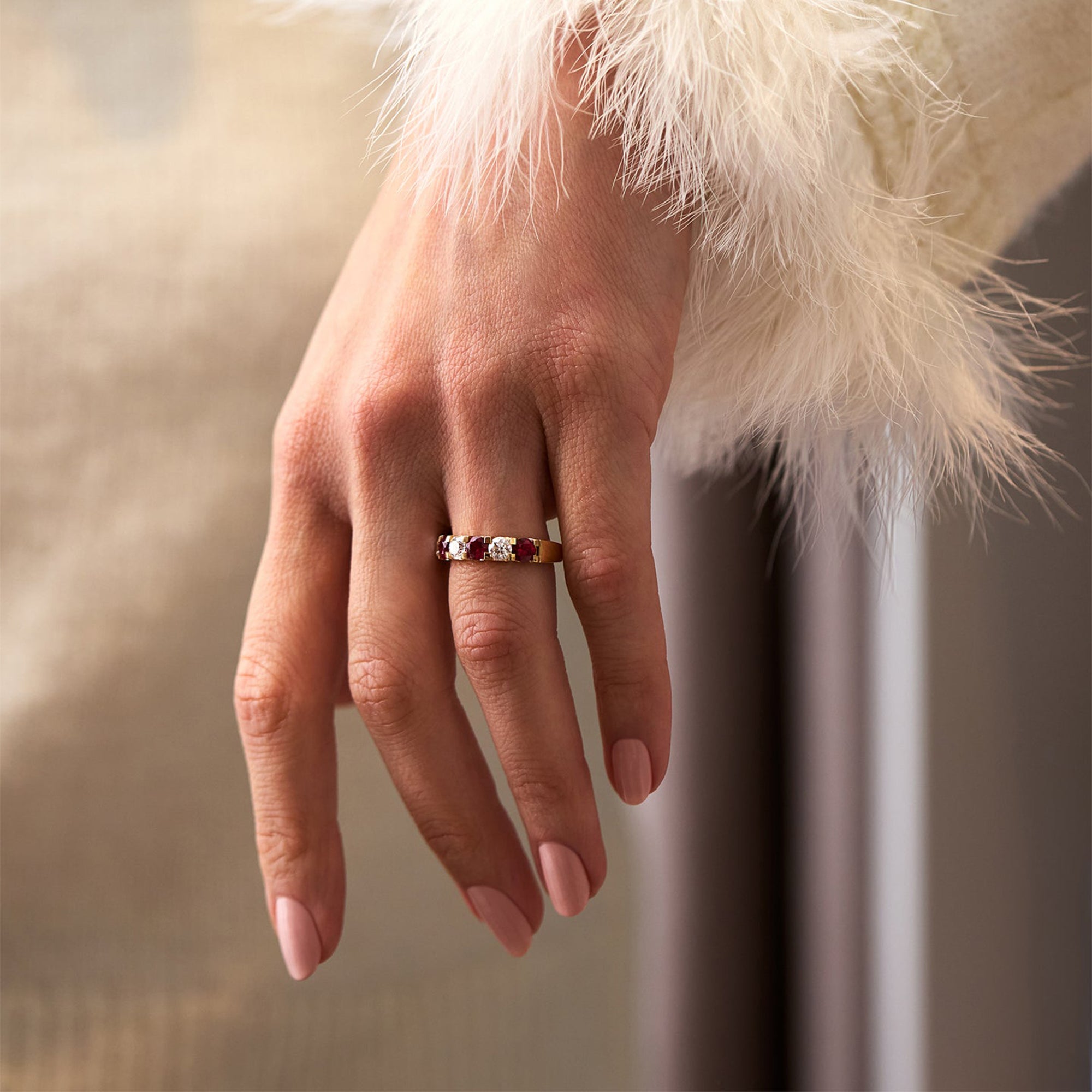 Classic Medium Ruby Diamond Yellow Gold Eternity Ring