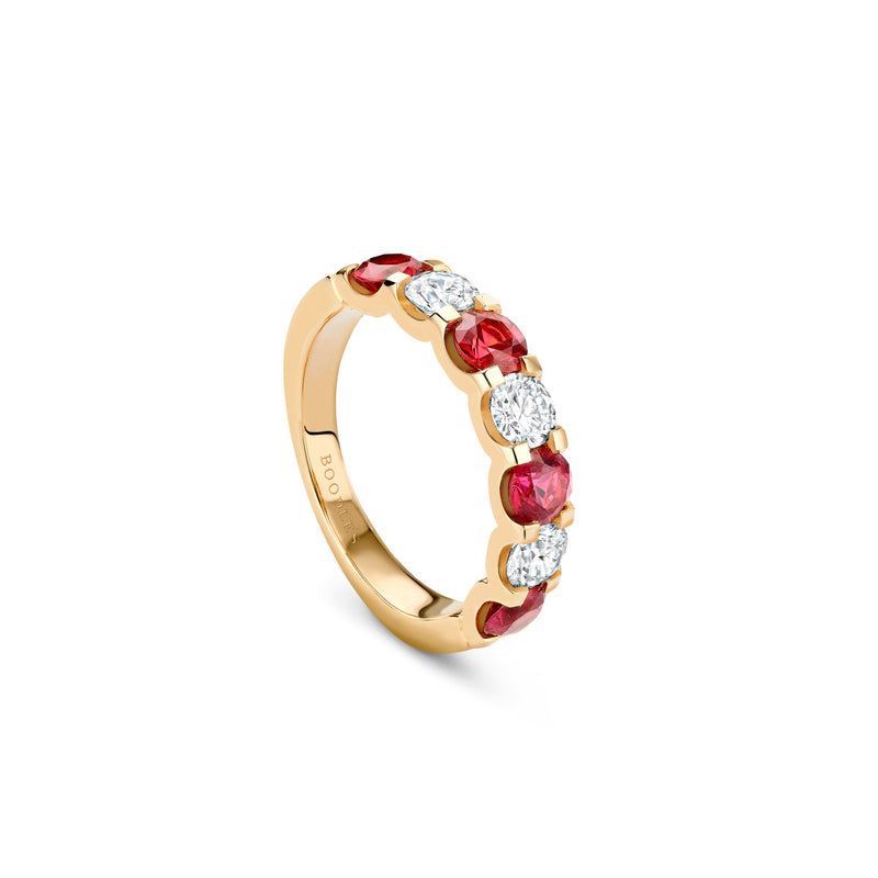 Classic Medium Ruby Diamond Yellow Gold Eternity Ring
