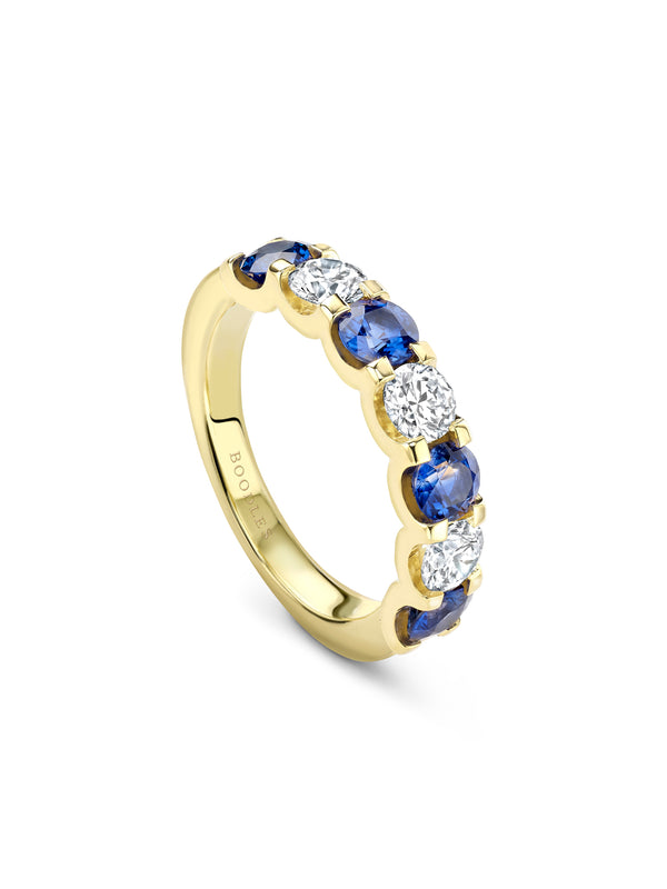 Classic Medium Sapphire Diamond Yellow Gold Eternity Ring