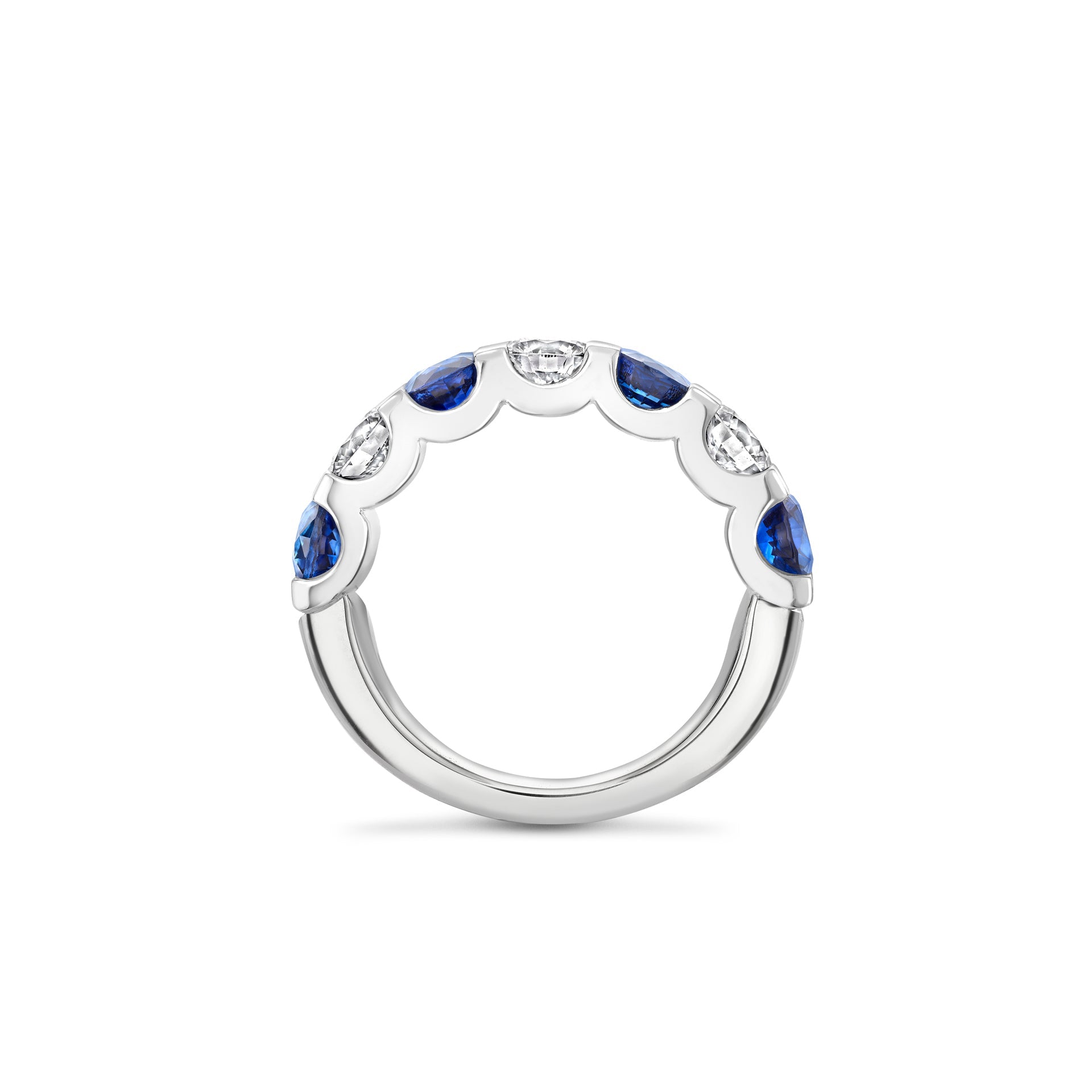 Classic Medium Sapphire Diamond Platinum Eternity Ring