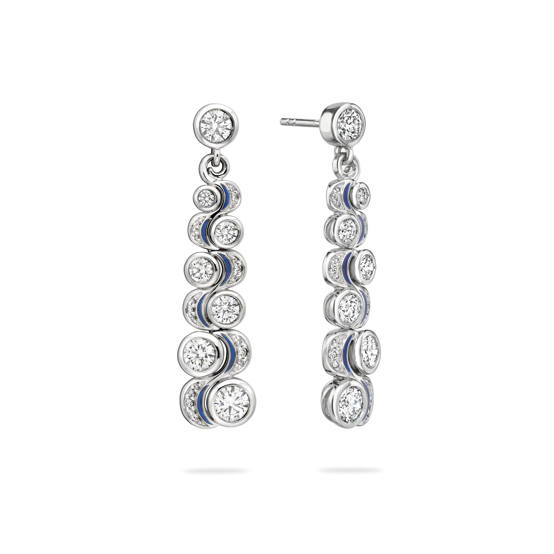 Over the Moon Diamond Platinum Drop Earrings