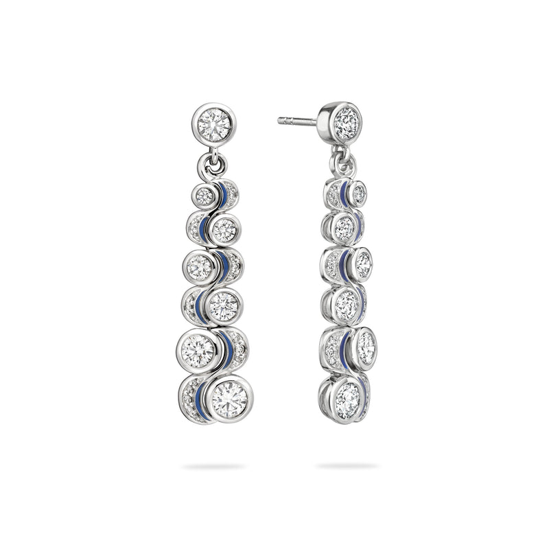 Over the Moon Diamond Platinum Drop Earrings