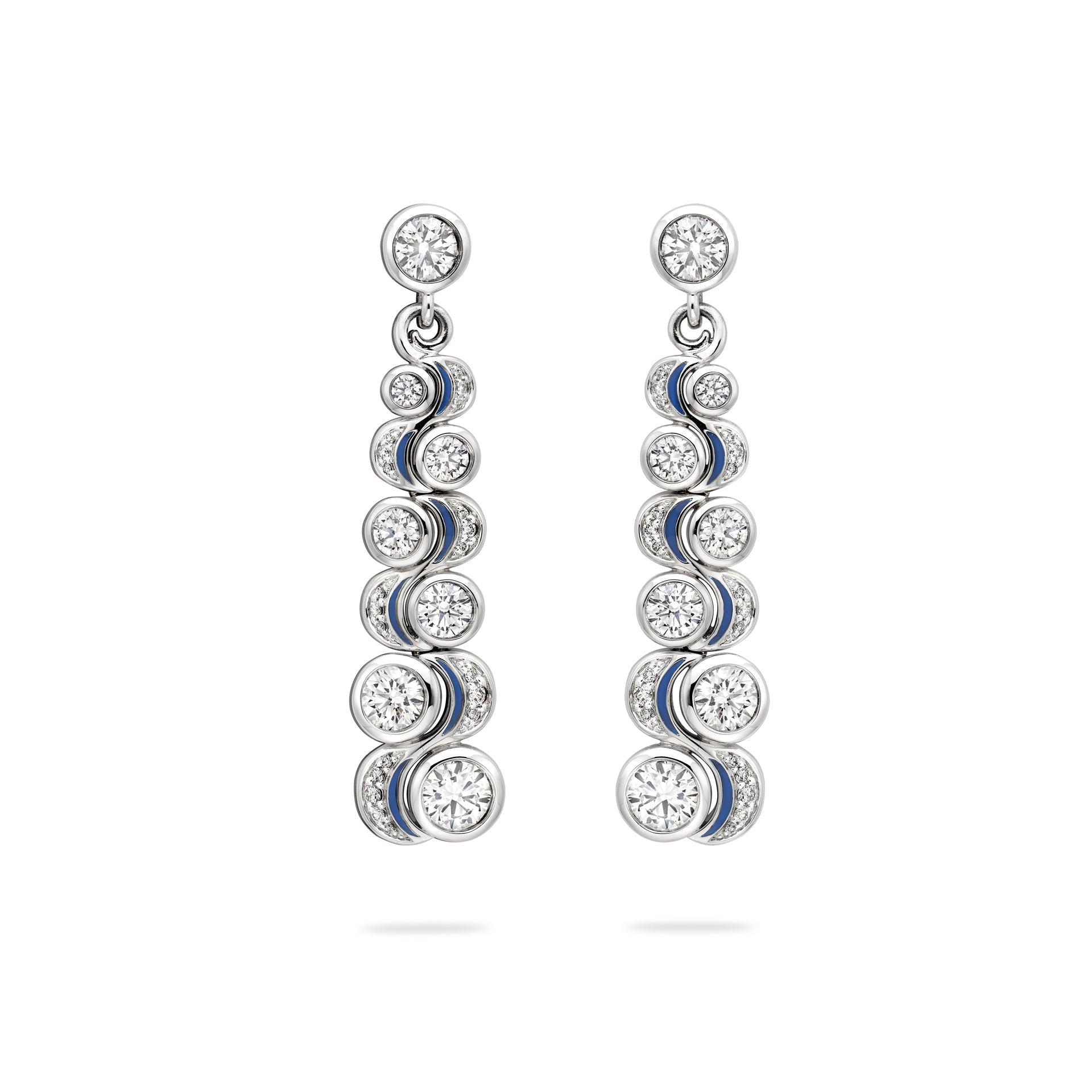 Over the Moon Diamond Platinum Drop Earrings