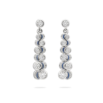 Over the Moon Diamond Platinum Drop Earrings