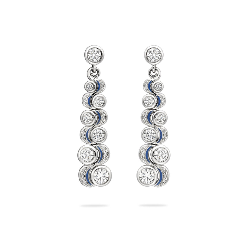 Over the Moon Diamond Platinum Drop Earrings