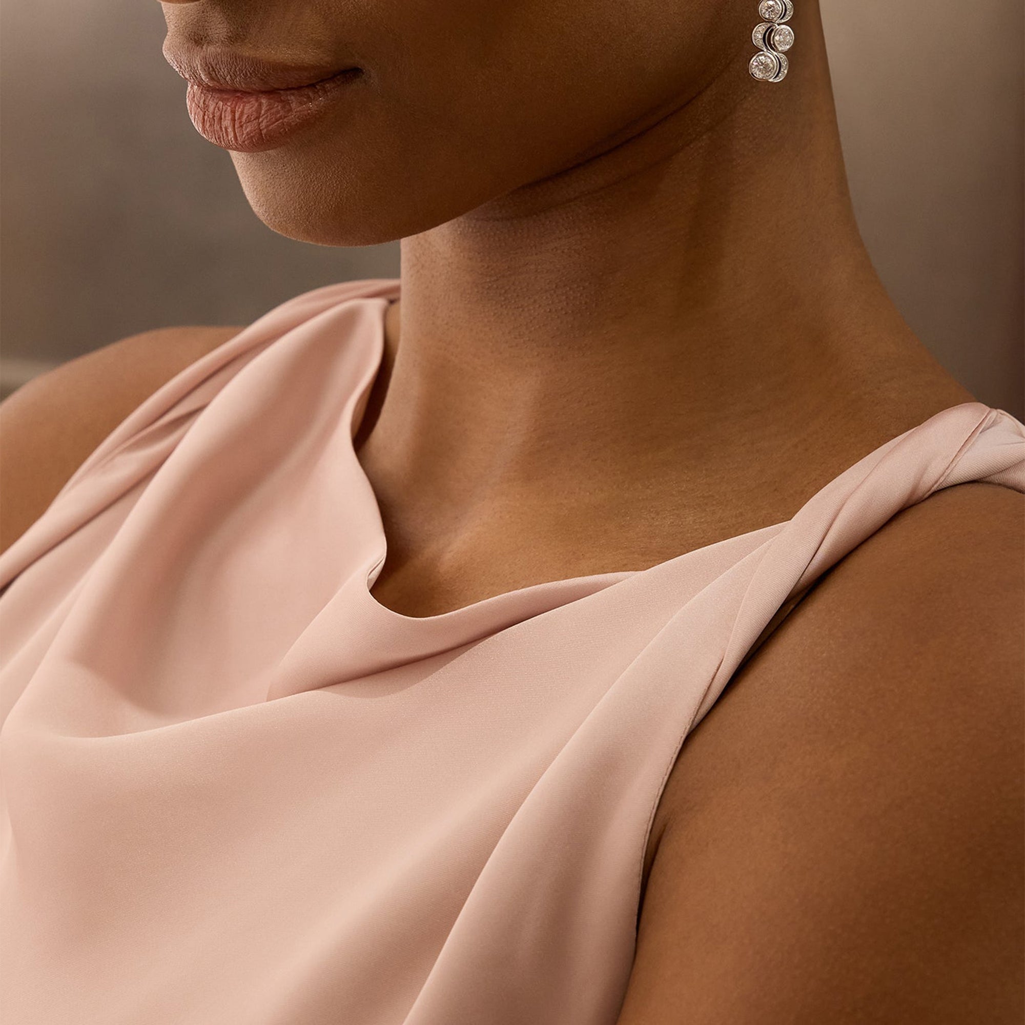 Over the Moon Diamond Platinum Drop Earrings