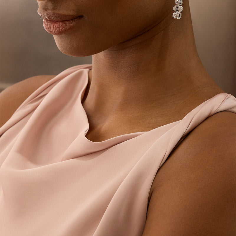 Over the Moon Diamond Platinum Drop Earrings