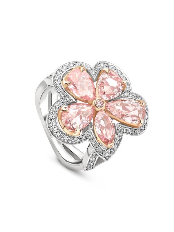 Flower Pink Diamond Platinum and Rose Gold Ring | Boodles