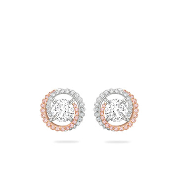 Monaco Pink and White Diamond Stud Earrings