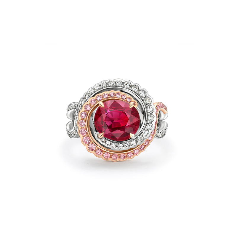 Monaco Oval Ruby and Pink Diamond Ring