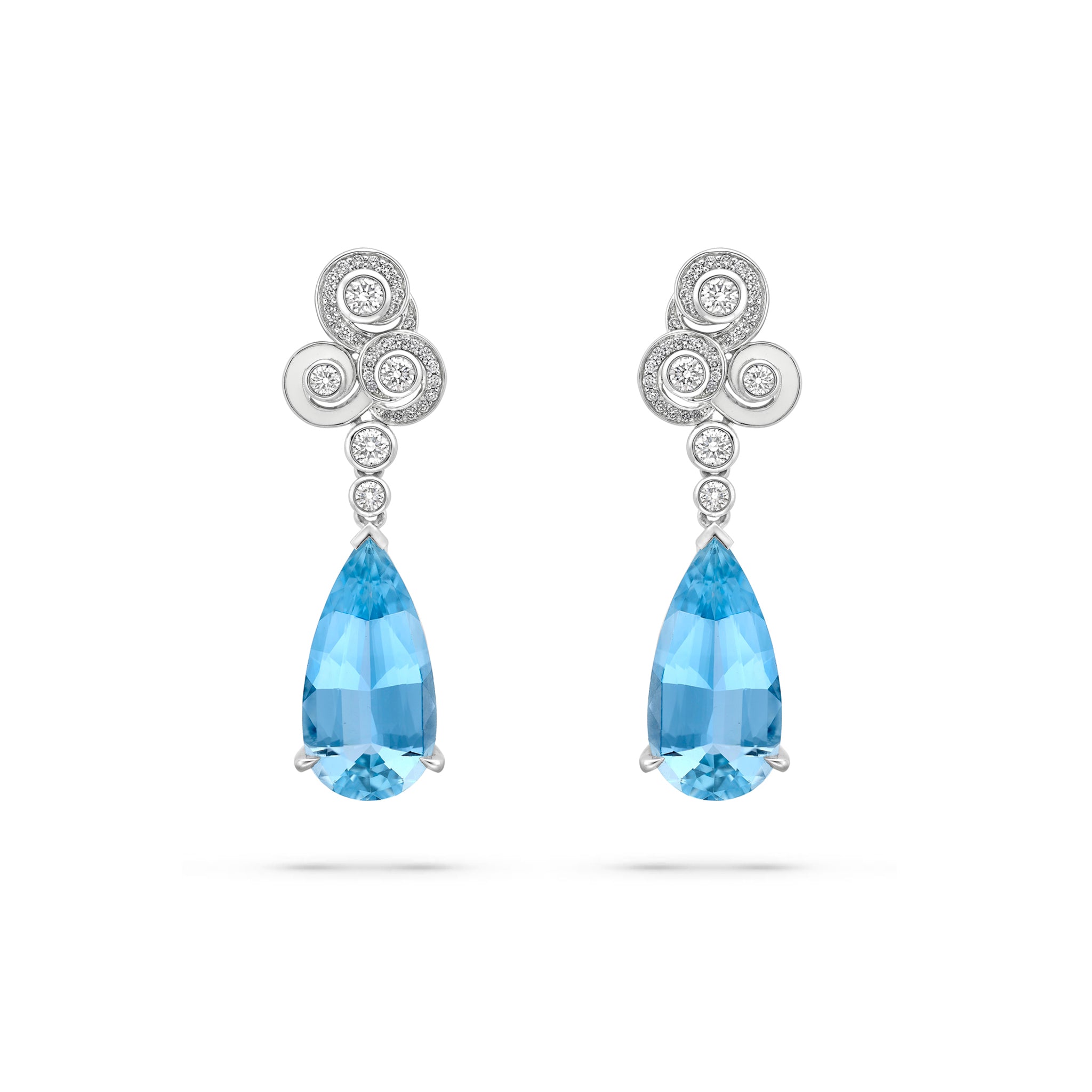 A Family Journey Geneva Aquamarine Platinum Earrings