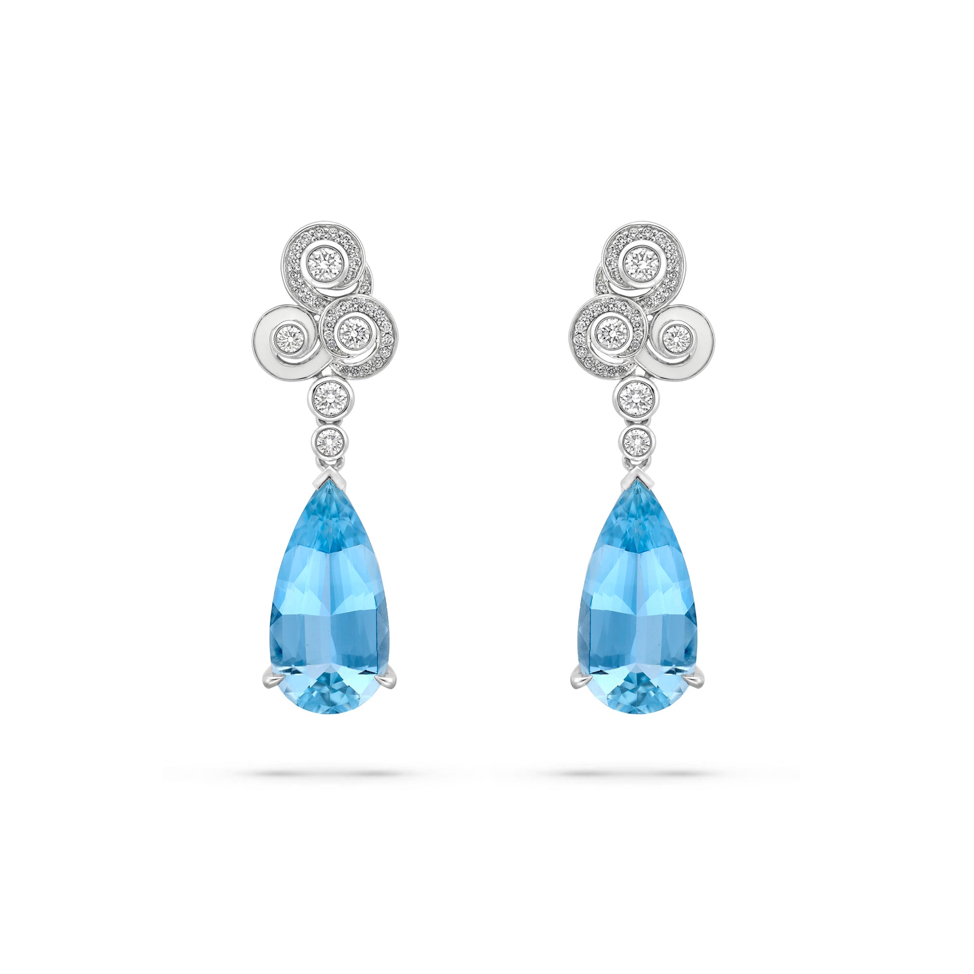 A Family Journey Geneva Aquamarine Platinum Earrings