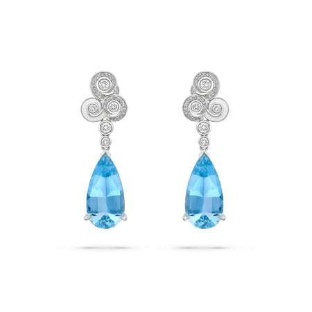 A Family Journey Geneva Aquamarine Platinum Earrings