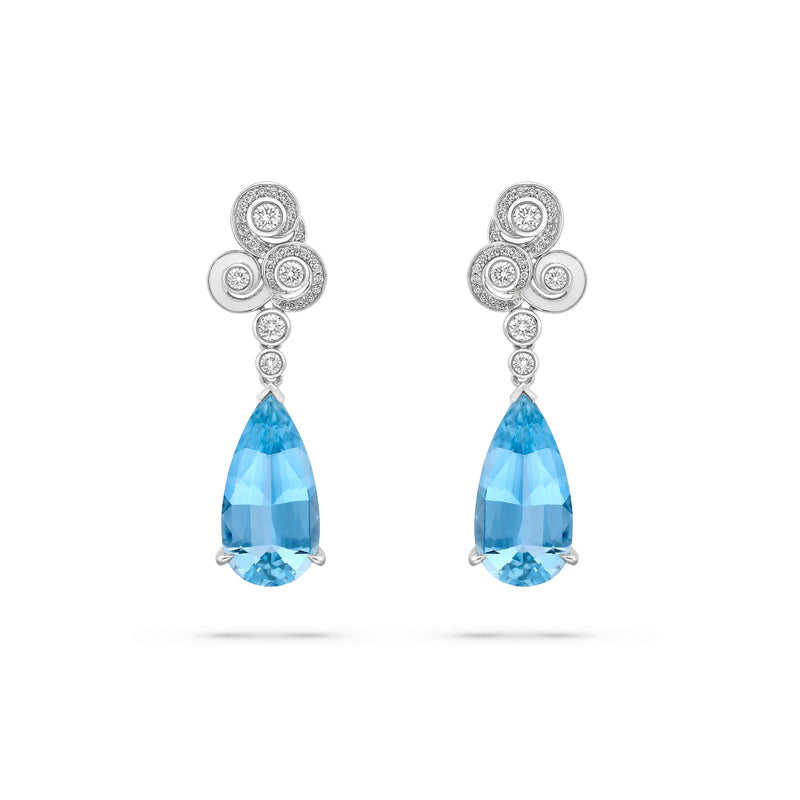 A Family Journey Geneva Aquamarine Platinum Earrings