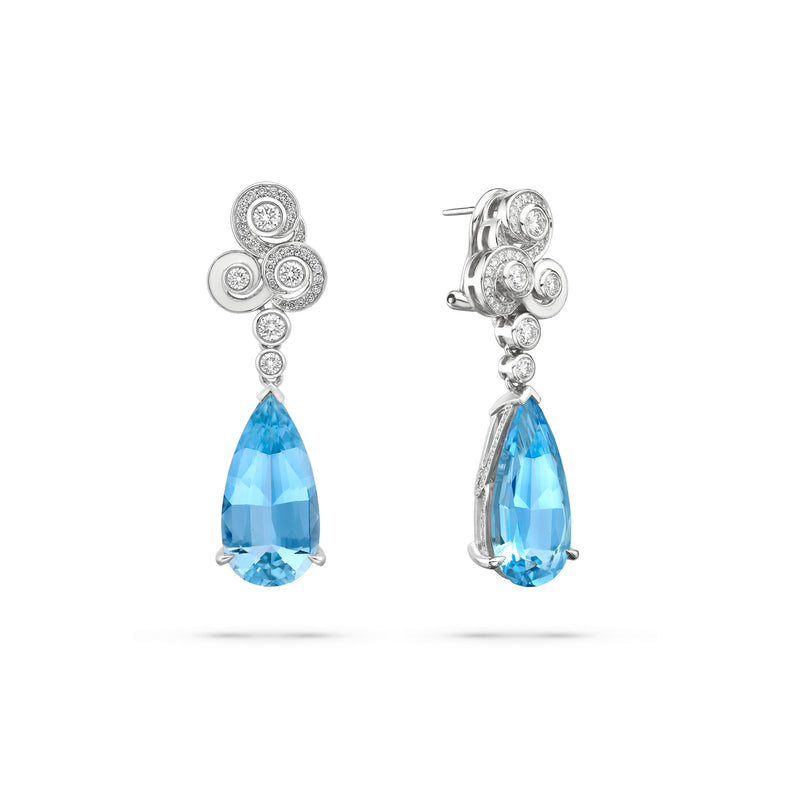 A Family Journey Geneva Aquamarine Platinum Earrings