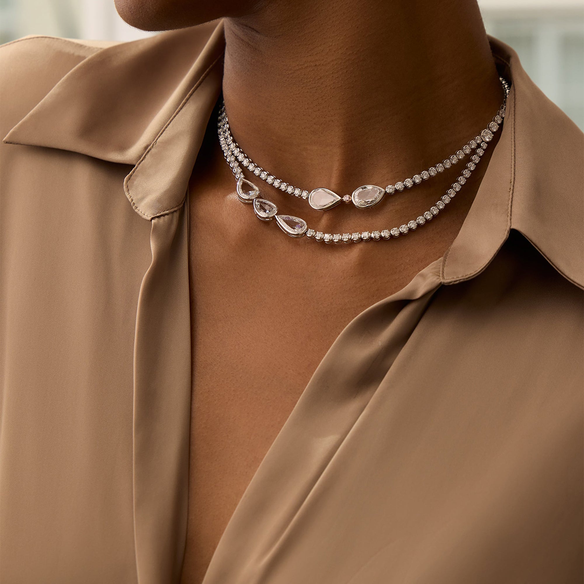 Classic Diamond Double Row Platinum Necklace | Boodles