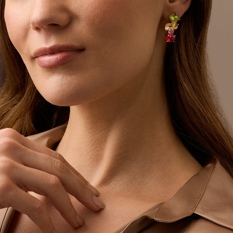 Play of Light Pink Tourmaline and Peridot Earrings