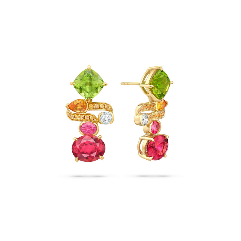 Play of Light Pink Tourmaline and Peridot Earrings