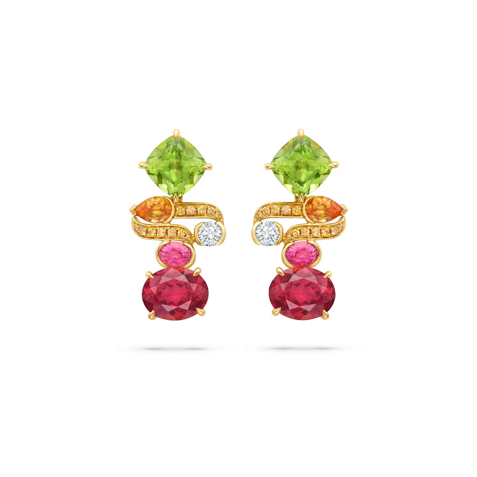 Play of Light Pink Tourmaline and Peridot Earrings