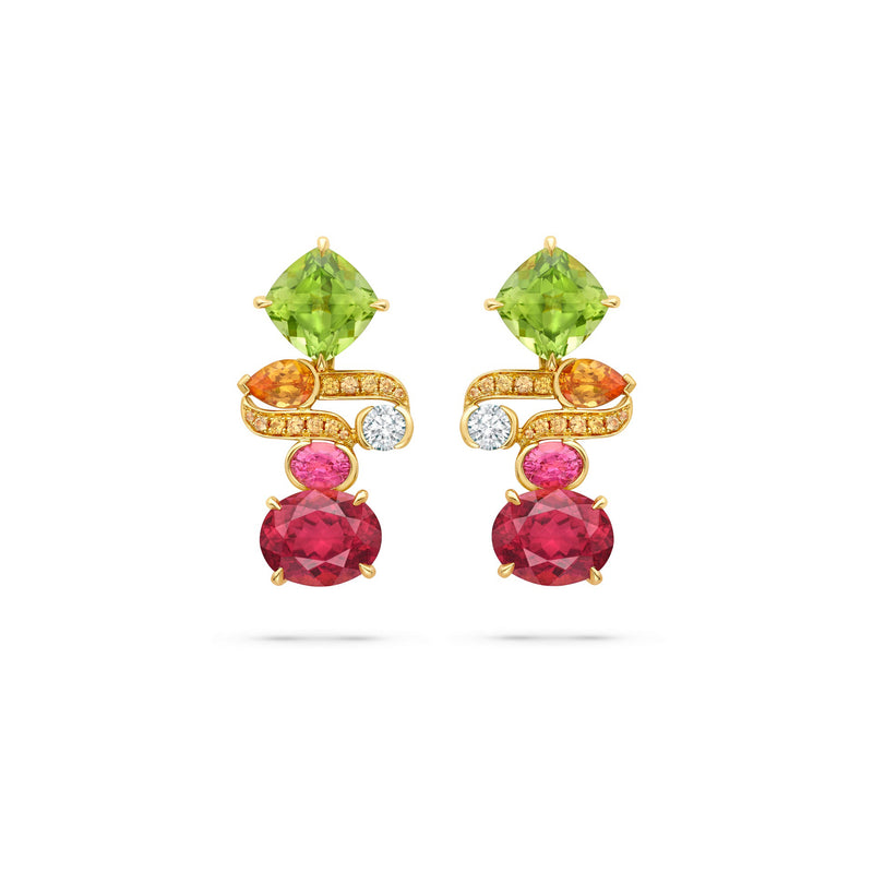 Play of Light Pink Tourmaline and Peridot Earrings