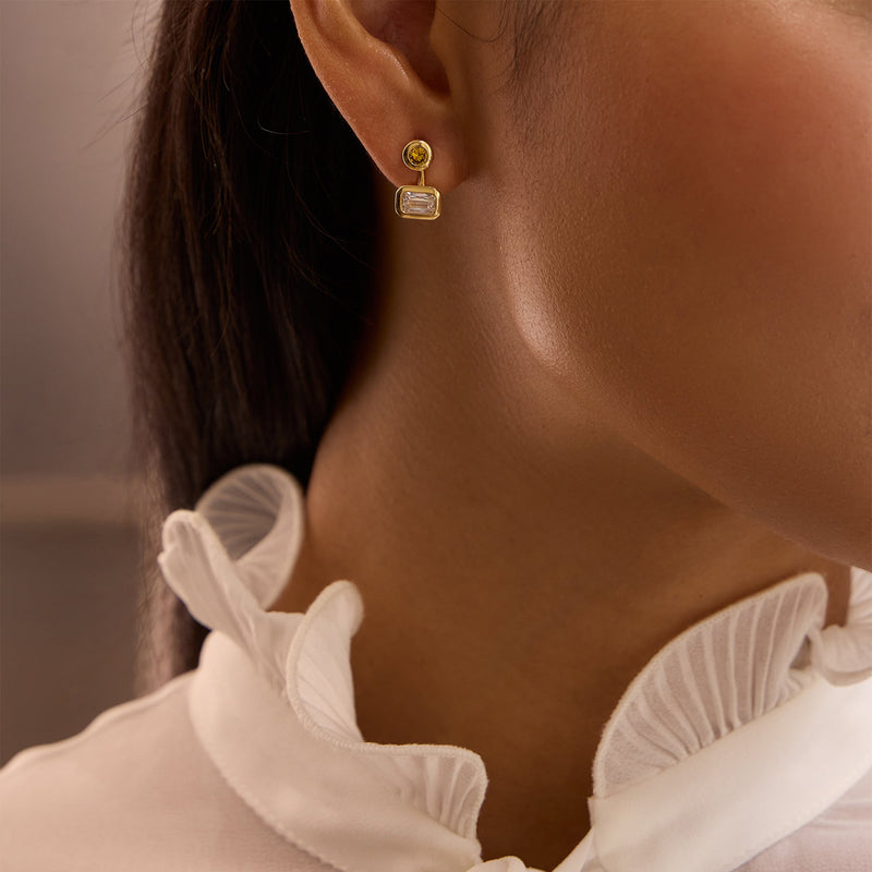 Florentine Ashoka and Yellow Diamond Yellow Gold Earrings | Boodles